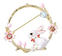 Generic Broche Lapin Métal Style Japonerie, Épinglette Décorative pour Vêtements et Chapeaux, Broche Vintage de Couronne, Accessoire Mode Féminin, Épingle pour Col et Foulard