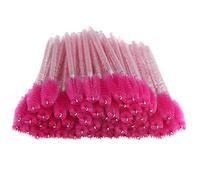 Generic Brosse à Cils en Spirale Jetable, 50 Pièces, Brosse à Sourcils Portable et Flexible pour un Maquillage Facile (Rose rouge)