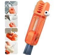 Generic Brosse de nettoyage 4 en 1 pour couvercle de tasse, brosse de nettoyage portable pour les espaces restreints de biberon, multifonction et rotative (rouge-A)