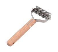 Generic Brosse de Toilettage pour Animaux de Compagnie, Enlève la Fourrure Emmêlée, Râteau de Sous-poil pour Animaux de Compagnie, Manche en Bois Double Face, Efficace pour la Maison et