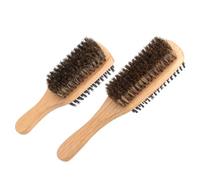Generic Brosse Double Face pour Hommes en Poils de Sanglier et Bois de Caoutchouc, Brosse Douce pour Barbe et Cheveux, 2 Pièces, pour Coiffage et Démêlage