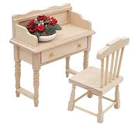 Generic Bureau de Maison de Poupée en Bois, Modèle de Meuble Miniature pour Maison de Poupée 1:12, Salon, Bureau D'étude écologique avec Poignées de Tiroir pour la créativité des Enfants