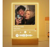 Generic Cadeau Plaque Spotify Personnalisé - Cadre Photo Personnalisée Cadeaux Lampe Avec Carte Spotify, Saint Valentin Cadeau Personnalisé pour Homme Femme Copine Copain Couple Anniversaires Noel