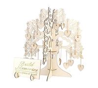 Generic Cadre D'arbre en Bois Livre D'or Registre des Invités de Mariage Rustique avec Support 100 Pièces Coeurs en Bois Décoration de Maison Unique pour les Anniversaires de Mari (Ensemble complet)