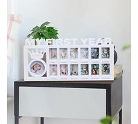 Generic Cadre Photo DIY « Ma Première Année » pour la Croissance de Votre bébé, Cadre Photo de Haute qualité, Plastique Blanc, pour les Nouveaux Papas, 4 X 6 Cm (BLUE)