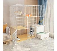 Generic Cage d'intérieur amovible pour chat - Parc en fil métallique pour petits animaux, chiots et furets (111 x 49 x 111 cm)