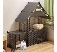 Generic Cage pliable à 2/3 niveaux avec échelles - Gris B - Parc d'intérieur idéal pour 1 à 3 chats (gris B, 111 x 39 x 110 cm)
