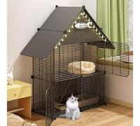 Generic Cage pliable pour chat à 2/3 niveaux avec échelles - Gris B - Parc d'intérieur idéal pour 1 à 3 chats (gris B, 75 x 39 x 110 cm)