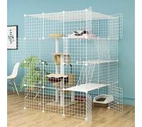 Generic Cage pour animal domestique, cage pour animal de compagnie, parc à faire soi-même pour 1 à 4 chats, clôture en métal pour chiot, lapin, chaton (111 x 111 x 146 cm)