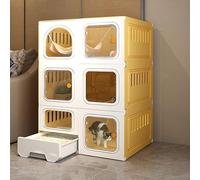 Generic Cage pour chat de qualité supérieure avec bac à litière | Cage spacieuse et parc pour chats d'extérieur | Niche pour chat solide et sans stress avec roulettes