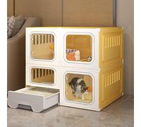 Generic Cage pour chat de qualité supérieure avec bac à litière - Cage spacieuse et parc pour chats d'extérieur, design mobile avec roulettes, environnement sans stress pour votre ami félin