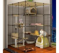 Generic Cage pour chat - Parc pour animaux de compagnie, parc pour petits animaux, cage métallique à faire soi-même, enclos d'exercice pour intérieur et extérieur, clôture de cour portable pour cochon