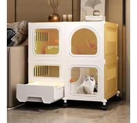 Generic Cage spacieuse pour chat avec bac à litière - Parc d'extérieur avec roulettes - Cage sans stress pour chats - Niche durable pour chat