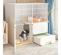 Generic Cage spacieuse pour chat et lapin, enclos d'extérieur avec litière anti-odeur pour chatons et lapins (B, 75 x 49 x 75 cm)