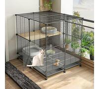 Generic Cages amovibles pour chat intérieur et extérieur - Parc noir pour petits animaux pour chats et chiots (75 x 75 x 84 cm-B)