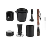 Generic Cake Knock Box Tamper Mat Set Station de Tamponnage de café sans Glissement pour 53 Mm Portafilter Home Kitchen Bar Café Shop en Aluminium en Acier Inoxydable (BLACK)
