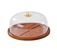Generic Cake Stand Décoratif Plateau à Dessert Couvert Porte-gâteau Organiser Pâtisseries Biscuits Bois et TPE pour Événement Maison Réception Fête, Rond 30x16cm