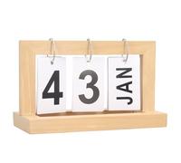 Generic Calendrier à Rabat de Bureau en Bois Durable, Facile à Lire pour le Salon et le Bureau, 19,5 X 9 X 12 Cm, avec Crochets Métalliques (Couleur du bois)
