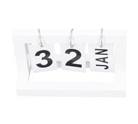 Generic Calendrier à Rabat de Bureau en Bois Vintage, Grand écran, Style Rétro avec Crochets Métalliques pour la Décoration de la Maison et du Bureau (Blanc)