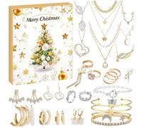Generic Calendrier de l'Avent 2025 avec bijoux - Bracelets tendance, colliers, bagues et boucles d'oreilles - Compte à rebours de Noël - Cadeaux pour femme, fille, meilleure amie