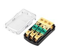 Generic Calibre 0/2/4 adapté pour Bloc de Distribution de Porte-fusible Mini ANL, Bloc de Fusibles Haute Performance pour Système Audio Automatique, Design Compact, Cuivre doré et ABS, 60 A avec 1
