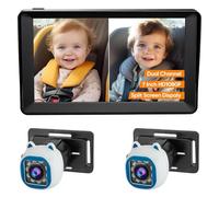 Generic Caméra de Voiture pour bébé 1080P Double Canal avec Vision Nocturne Infrarouge pour Face Arrière, Grand Angle de Vision, Moniteur 7" pour la sécurité de la Banquette Arrière (Bleu et Blanc)