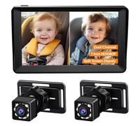 Generic Caméra de Voiture pour bébé 1080P Double Canal HD, Moniteur pour bébé orienté vers L'arrière, Vision Nocturne et Grand Angle de Vision pour Une Conduite Sûre, Installation Facile, Convient à