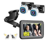 Generic Caméra de Voiture pour bébé, Double Canal, 5 Pouces, Moniteur de Vision Nocturne 1080P, pour Face Arrière, adapté aux Parents du Siège pour la sécurité en Voiture (Bleu et Blanc)