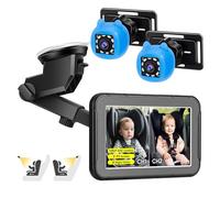 Generic Caméra de Voiture pour bébé, Moniteur Double Canal 5 "1080P avec Vision Nocturne pour Face Arrière, adapté au Siège, Installation Facile pour Les Parents en Déplacement (Blue)