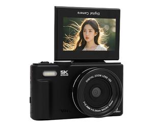 Generic Caméra Numérique Portable, Construit -in 75MP 18X Zoom Filtre Cosmétique avec Zoom sur Un Voyage de Camping (Black)