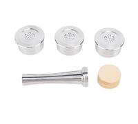 Generic Capsule de café Réutilisable, Dosette de café Réutilisable, Filtre à, Kit Rechargeable en Acier Inoxydable pour Machines Q, Facile à (avec filtres en papier Brosse Cuillère Presse)