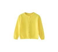 Generic - Cardigan pour filles - Boutons sur le devant - Manches longues - Découpé - Vêtement en tricot doux et léger - Veste d'école décontractée, jaune, 9-10 ans