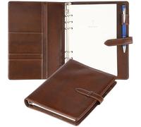 Generic Carnet rechargeable en cuir synthétique A5 avec porte-stylo, emplacements pour cartes, fermeture à anneaux, pour bureau, voyage