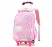 Generic Cartable à Roulette Fille - Sac à Dos à Roulettes Portable Léger, Sac à Dos Trolley Bag pour École et Voyages, Rose