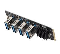 Generic Carte Riser M.2 NVME vers PCIE 1X, Dissipation Thermique Haute stabilité M.2 à 4 Ports PCIE Carte Riser compatibilité étendue pour Mineur GPU