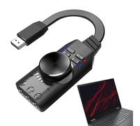Generic Carte son externe - Virtual 7.1 Surround Sound Adaptateur casque USB avec contrôle du volume, carte son sans pilote, interface audio USB portable pour League of Legend, casque, casque
