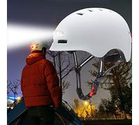 Generic Casque de Vélo à Lumière LED, Casque de Vélo PC EPS avec Phare Avant et Feu Arrière 3 Modes, Rechargeable par USB 750 MAh, Réglable M 54-57 Cm L 58-61 Cm pour (Blue #40)