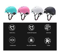 Generic Casque de Vélo à Lumière LED, Casque de Vélo PC EPS avec Phare Avant et Feu Arrière 3 Modes, Rechargeable par USB 750 MAh, Réglable M 54-57 Cm L 58-61 Cm pour (Pink #42)