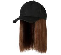 Generic Casquette de Baseball Perruque Cheveux Courts Raides Casquette en Soie pour Femme Style Facile Noir avec Bleu 10,23 Pouces (brun clair)