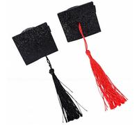 Generic Casquette de Remise de Diplôme, Pinces à Cheveux, Mini Chapeau de Docteur avec Glands Noirs et Rouges pour Décoration de Cérémonie, Accessoires Photo, 2 Pièces