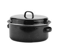 Generic Casserole Ménagère en Fer Émaillé Noir 24 Cm Poignées Binaurales et Répartition Uniforme Chaleur pour Plat à Rôtir et Barbecue
