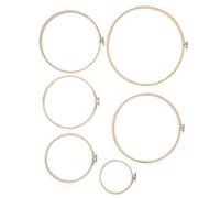 Generic Cerceaux de Broderie en Bois, Longue Durée de Vie, Cadre de Couleur Crème, Anneau de Point de Croix, 6 Pièces, Cadre de Broderie, Outils de Bricolage