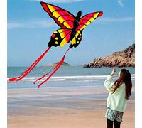 Generic Cerf-Volant Papillon coloré, Animal, Facile à Voler, Jouets D'extérieur pour Enfants, Cerf-Volant Pliable en Nylon pour Le Plaisir de la Plage en Famille (Nouveau Papillon (Rouge))