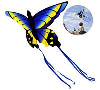 Generic Cerf-Volant Papillon coloré, Animal, Facile à Voler, Jouets D'extérieur pour Enfants, Cerf-Volant Pliable en Nylon pour Le Plaisir de la Plage en Famille (Nouveau Papillon (Bleu))