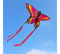 Generic Cerf-Volant Papillon coloré, Jouet D'extérieur Facile à Voler pour Enfants avec Ficelle de 30 M, Idéal pour Le Temps en Famille, Nylon 51"x 28" pour Parc de Plage (Nouveau Papillon (Rouge))