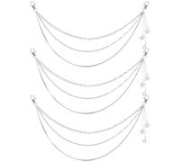 Generic Chaînes de Pantalon Punk Argentées en Métal Pendentif Étoile, Lot de 3 Pièces Résistantes aux Rayures, Ajustement pour Festivals et Mode Urbaine