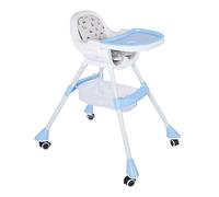 Generic Chaise Haute Pliante pour bébé avec Double Plateau, Réglable en Hauteur, Gain de Place, pour Manger et, Chaise Convertible pour bébé, Rangement Rapide, Matériaux Légers (BLUE)