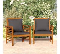 Generic Chaises de canapé d'extérieur de qualité supérieure en bois d'acacia avec dossiers incurvés, accoudoirs et coussins confortables, coussin pour un charme rustique et un confort d'assise
