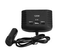 Generic Chargeur de Voiture à Charge Rapide 120 W USB Type C et Adaptateur Multi-Ports pour Les Voyageurs, Conception Compacte