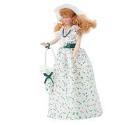 Generic Charmante Poupée Dame à L'échelle 1:12 en Robe Verte pour Maison de Poupée, Figurine Décorative en Porcelaine de 6,1 Pouces